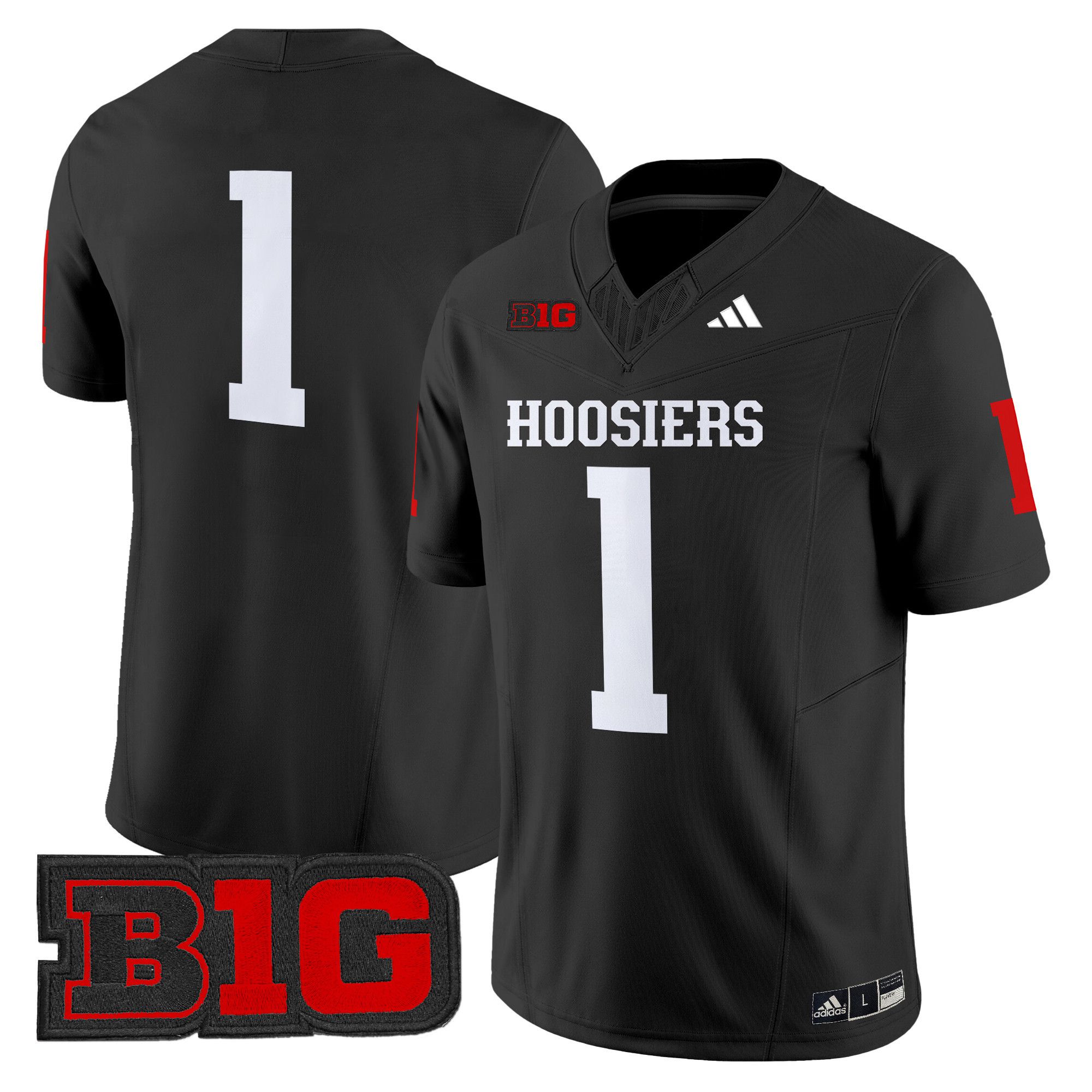 Men Indiana Hoosiers #1 No Name Black 2024 Vapor Limited NCAA Jersey style 1